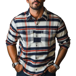 Herren-Langarmhemd im Retro-Karomuster für den frühen Frühling