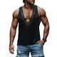 Men's Fashion Retro Sexy Lace Stitching Velvet Deep V Neck Tank Top