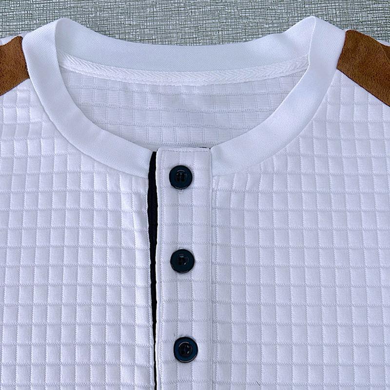 Herren Colorblock Small Checkered Sports Casual Langarm-T-Shirt
