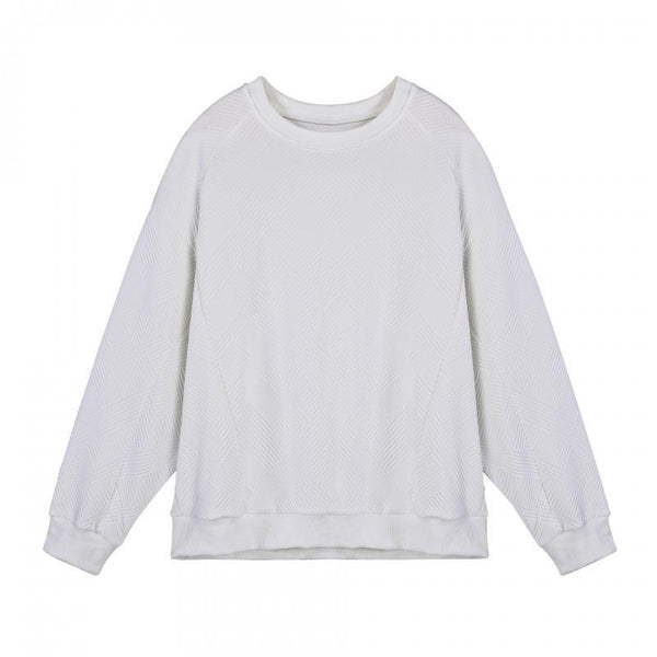 Men's Solid Color Textured Round Neck Long Sleeve T-shirt