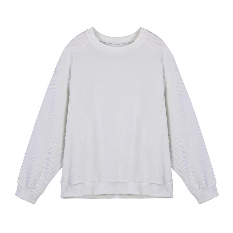 Men's Solid Color Textured Round Neck Long Sleeve T-shirt