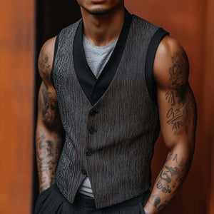 Herrenweste mit Retro- und lässigem Patchwork-Print