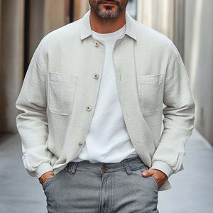 Men's Cotton And Linen Single Breasted Lapel Jacket