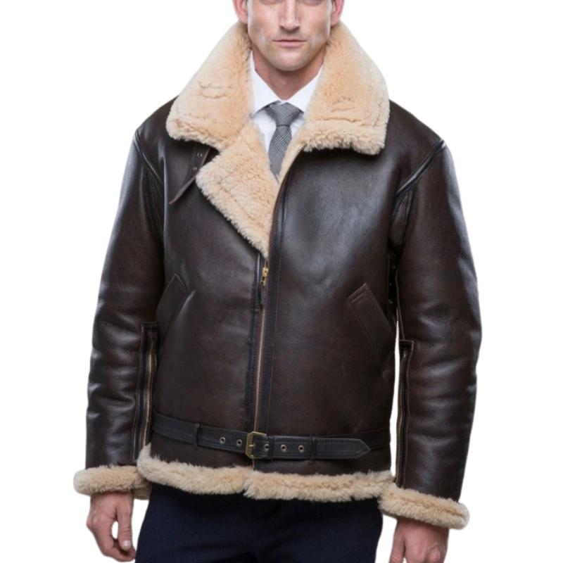 Men's Lapel Leather Velvet Jacket