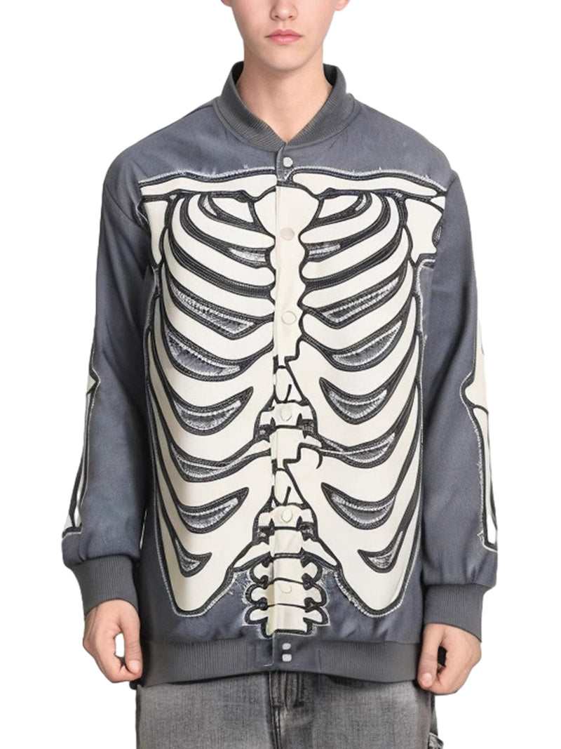 Skull Print Bomber Jacket