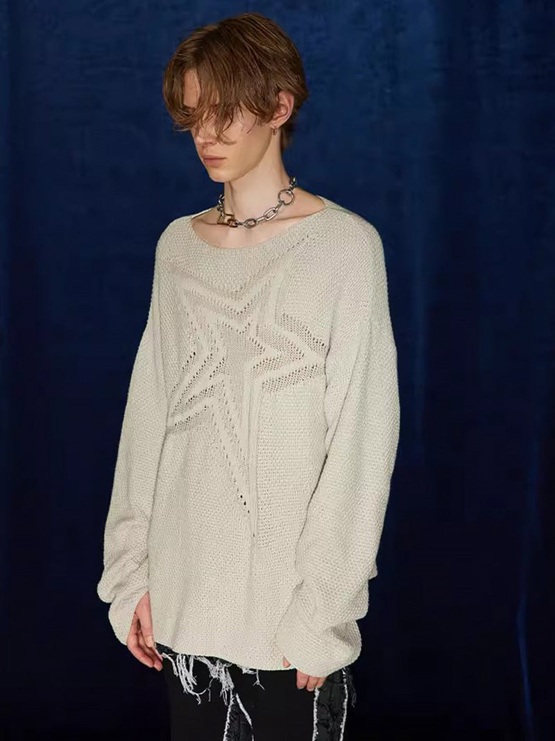 Star Cutout Boatneck Sweater