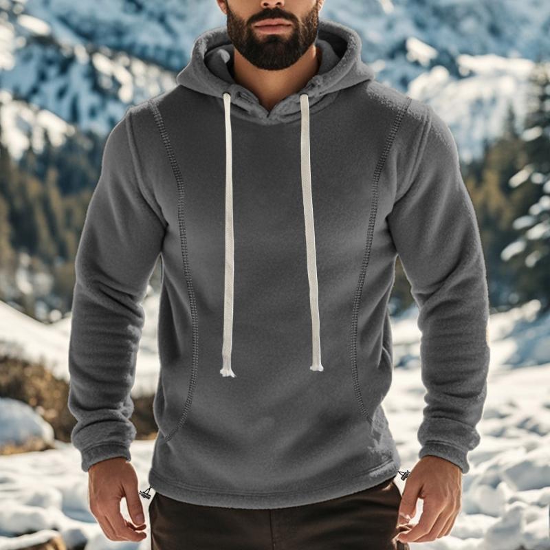 Men's Casual Outdoor Polar Fleece Long Sleeve Pullover Hoodie
