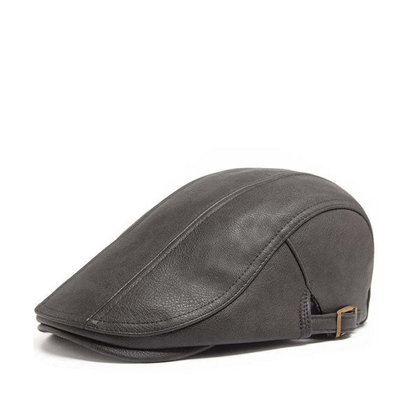 Herren Vintage Casual Leder Baskenmütze