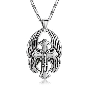 Vintage Casual Cross Wings Necklace