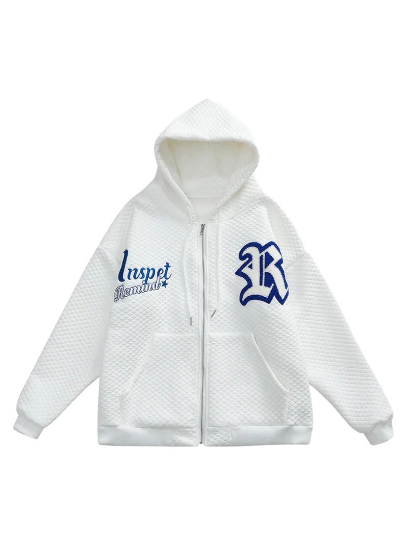 Letter Embroidered Hoodie Jacket