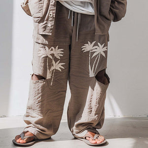 Bestickte, zerrissene Freizeithose für Herren 