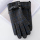 Men's Plaid Plush Warm Touch Screen PU Leather Gloves