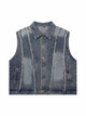 Raw Edge split Washed Denim Vest