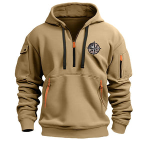 Herren Casual Sport Multi Reißverschluss Arm Stickerei Abzeichen Sweatshirt Pullover Hoodie Kapuzenpullover