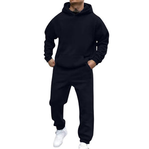 Men's Casual Loose Fleece Long-sleeved Hoodie Sweatpants Set