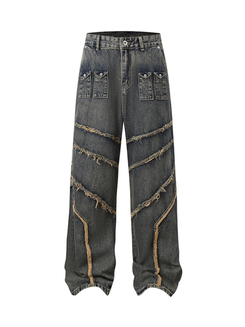 Raw Edge Distressed Denim Set