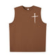 Cross print Men's pure cotton round neck vest