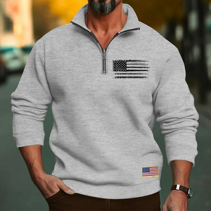 USA FLAGGE HERREN CASUAL SPORT KRAGEN LOCKER REISSVERSCHLUSS SWEATERSHIRT