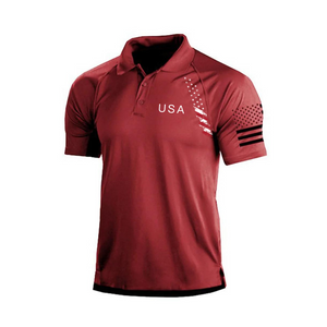 BUNTES POLOSHIRT MIT RAGLAN-GRAFIK UND USA-FLAGGE