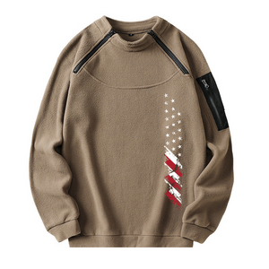 Taktischer Kapuzenpullover mit USA-Flagge und Stehkragen für Herren