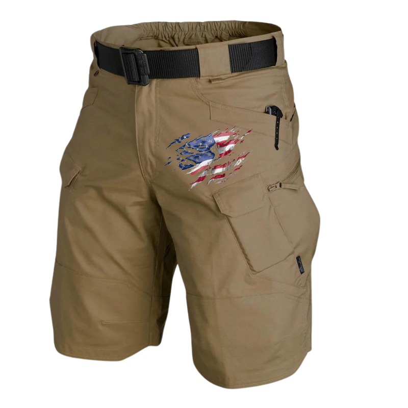 FLY USA FLAG TACTICAL MULTI POCKETS 11'' INSEAM PERFORMANCE CARGO SHORTS WITH BUCKLE BELT