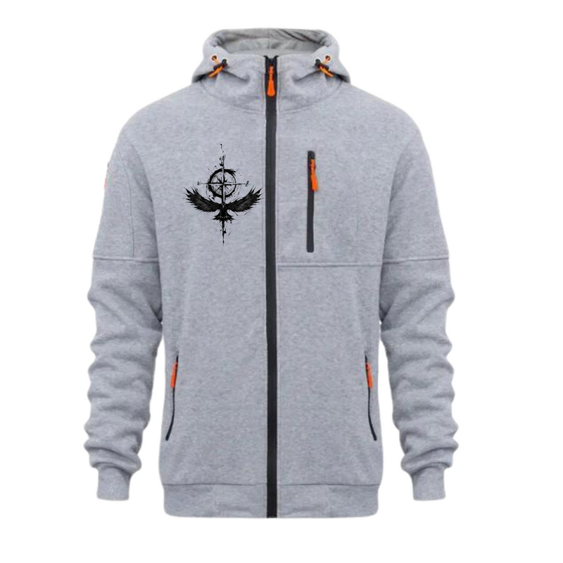 STYLE SWEATSHIRT WITH MULTIPLE ZIPPERS AND POCKETS MEN'S SPORTS HOODED