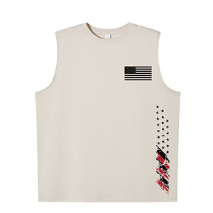 USA Flag print Men's pure cotton round neck vest