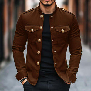 Men's Vintage Casual Solid Lapel Button Jacket