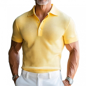 Men's Spring Fashion Classic Waffle Bright Color Golf Polo Shirt