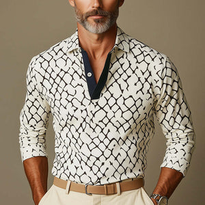 Men's Business Casual Slim Fit Long Sleeve Polo Shirt