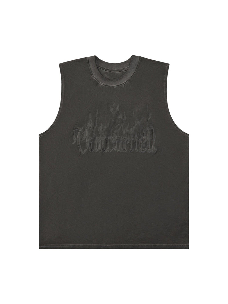 Washed Flame Letters Street Rap Vest