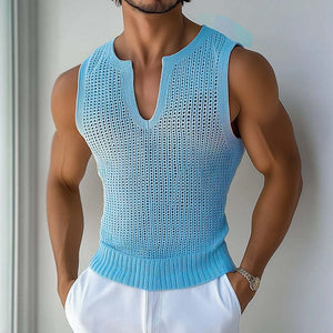Lässiges Retro-Strick-Tanktop mit V-Ausschnitt für Herren
