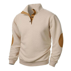 Men's Stand Collar Colorblock Casual Jacquard Sweatshirt