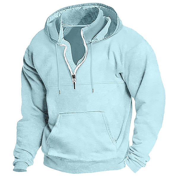 SOLID COLOR LONG SLEEVED ZIPPER HOODIE