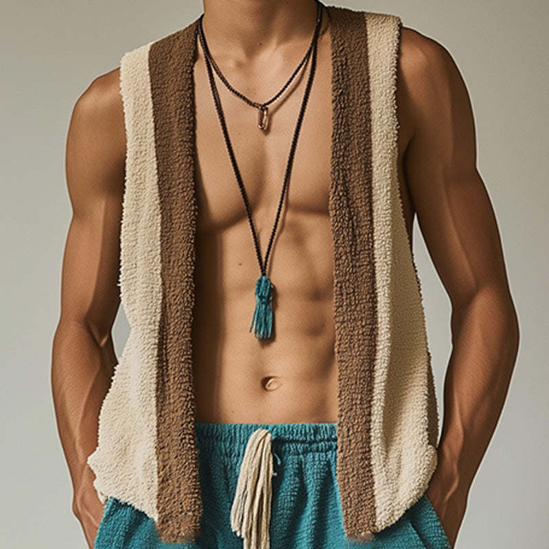 Herren Frühlingsmode Handtuch Tuch Quaste Ärmellose Shorts Set
