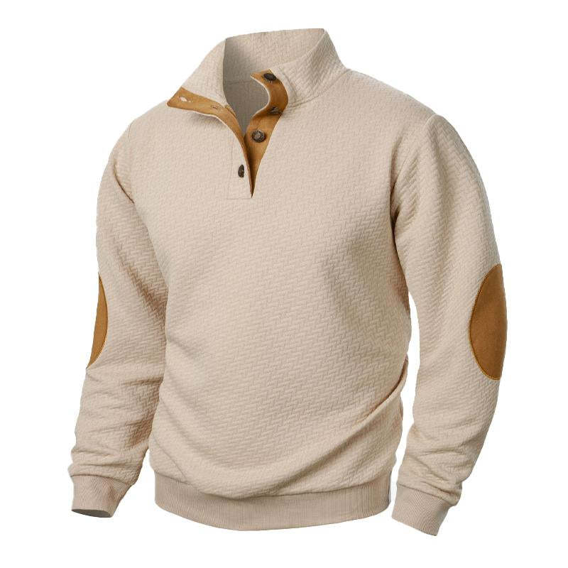 Lässiges Jacquard-Sweatshirt mit Stehkragen und Colorblock für Herren