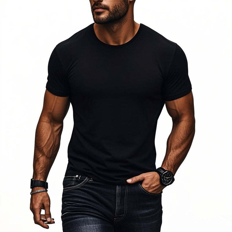 Men's Cotton Blend Crew Neck Short Sleeve T-Shirt