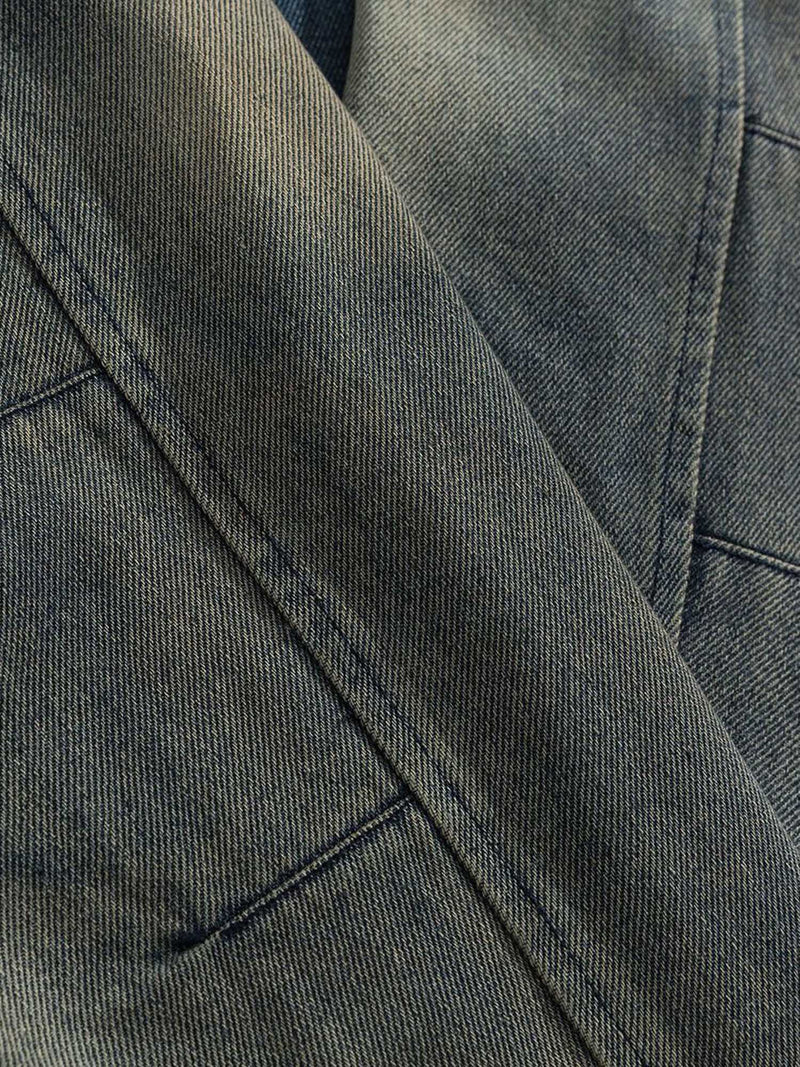 High Street Hip-hop Distressed Washed Denim Jacket