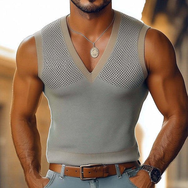 Herren Sommer Basic V-Ausschnitt Dünnes Slim Tank Top