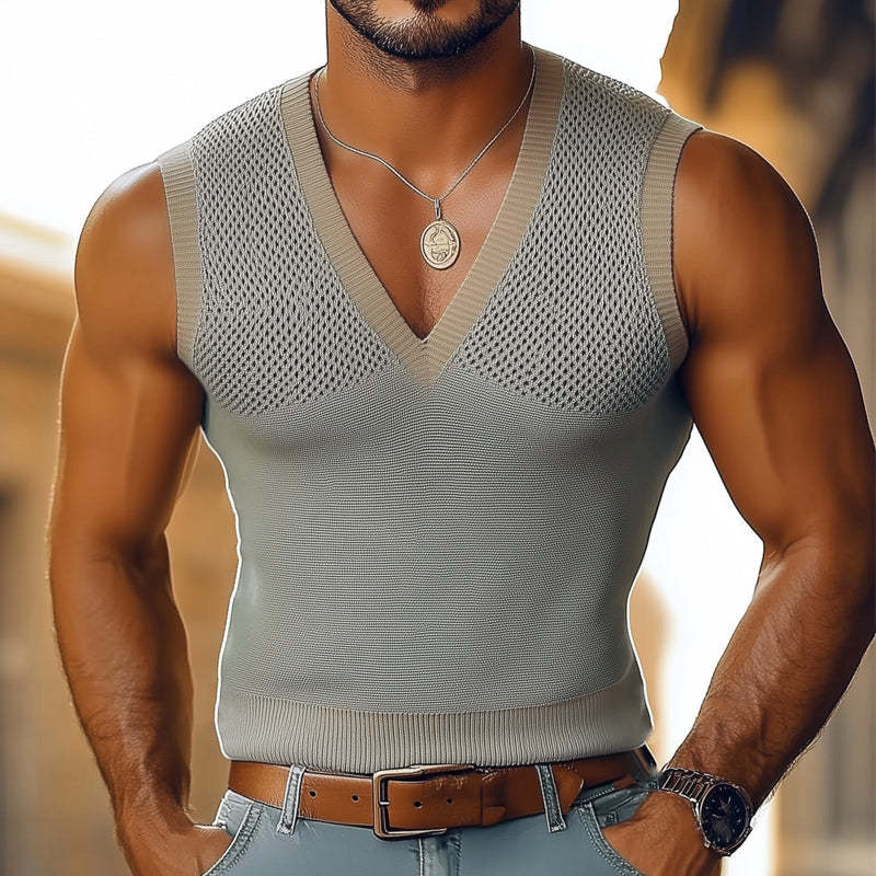 Herren Sommer Basic V-Ausschnitt Dünnes Slim Tank Top