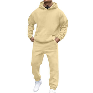 Men's Casual Loose Fleece Long-sleeved Hoodie Sweatpants Set