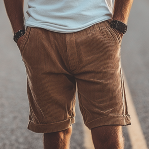 Klassische, lässige Cord-Shorts für Herren mit elastischer Taille