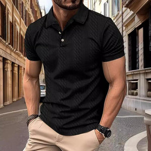 Kurzärmliges Poloshirt mit Jacquard-Textur für Herren