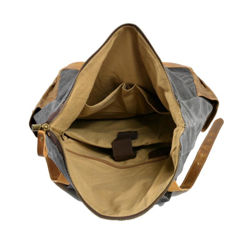 Men's Vintage Contrast Waterproof Canvas Multi-Pocket Backpack