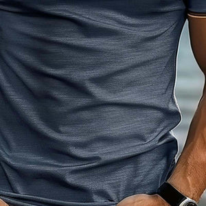 Herren Henley-T-Shirt mit einfarbigem Knopf