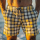 Men's Spring Fashion Plaid Linen Casual Sports Shorts