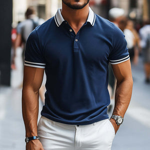 Atmungsaktives Retro-Kurzarm-Poloshirt für Herren