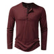 Lässiges, einfarbiges Langarm-T-Shirt mit Henley-Kragen für Herren