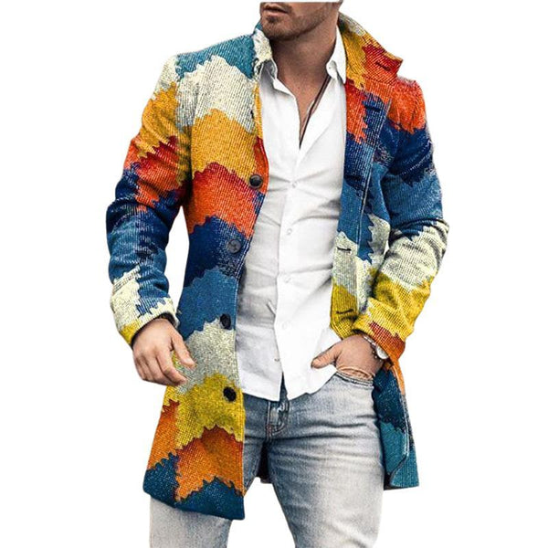 Men's Stand Collar Mid-length Woolen Coat