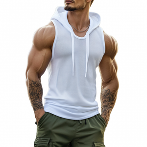 Men's Casual Mesh Patchwork Cotton Slim Fit Hooded Tank Top